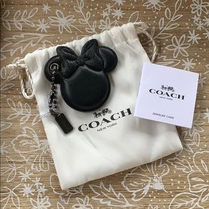 Disney x Coach Minnie Mouse leather keychain NWT